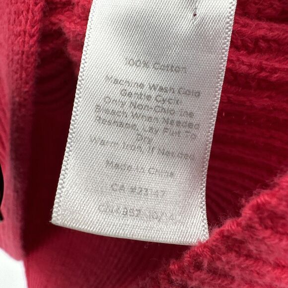 Talbots Sweater Womens Large Red Ribbed Knit Pullover Cotton Button Detail - Picture 6 of 7